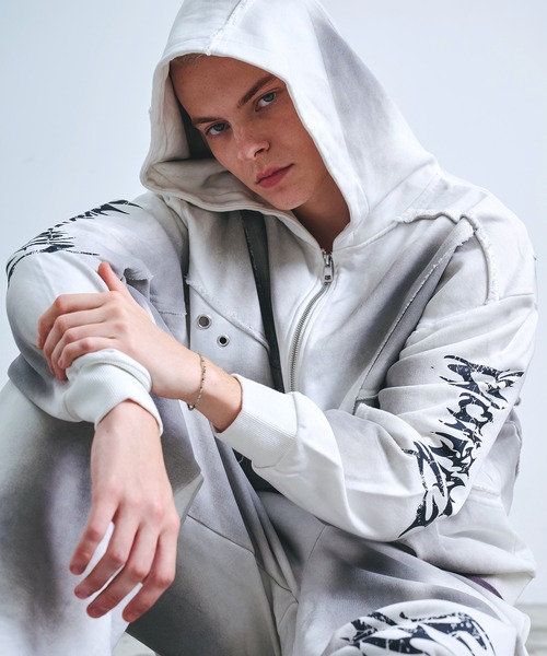 セール】Y2Kグランジ スプレー加工 ダブルジップ ショート丈 ジップ