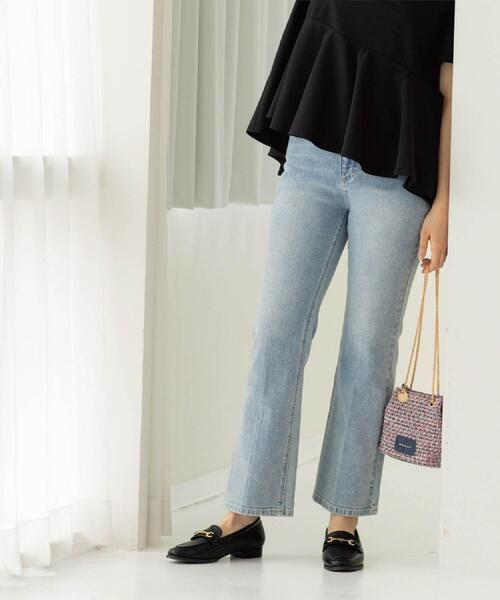 ストレッチセミフレアデニム【洗濯機洗い可】《SS-LLサイズ》（デニム