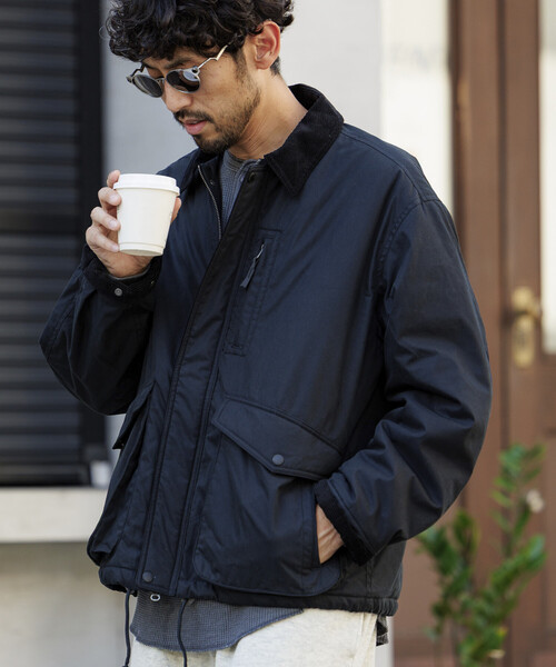 セール】襟コーデュロイ切り替え コットンナイロンブルゾン