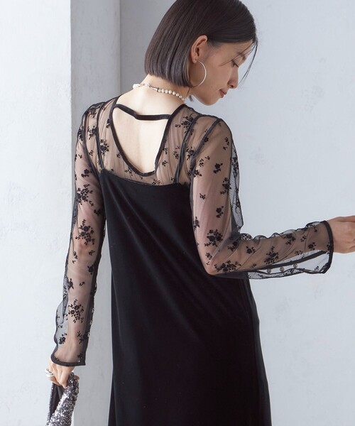 kaene:フロッキー レース ポリエステルベロア 2WAY ドレス（セレモニー