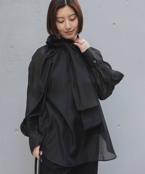 セレモニー・フォーマル】オーガンジー リボンブラウス（シャツ