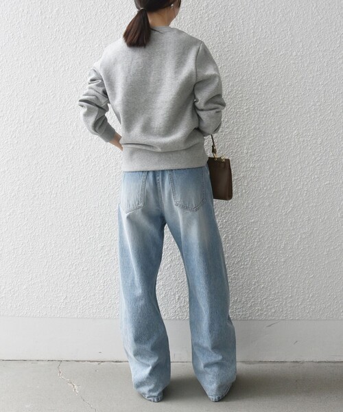 SHIPS any:〈手洗い可能〉裏起毛 ビジュー クルーネック コンパクト