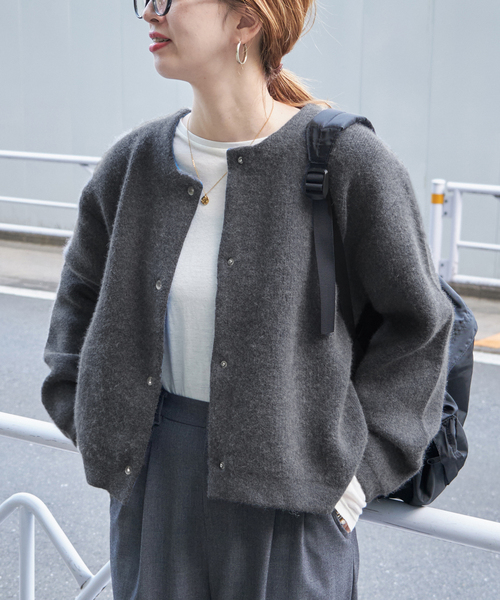 B.C STOCK（ベーセーストック）の「2層スムース編みニットブルゾン