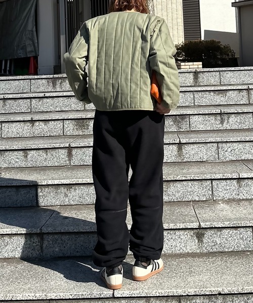 セール】配色ステッチ フリースボア リブ切替スウェットパンツ