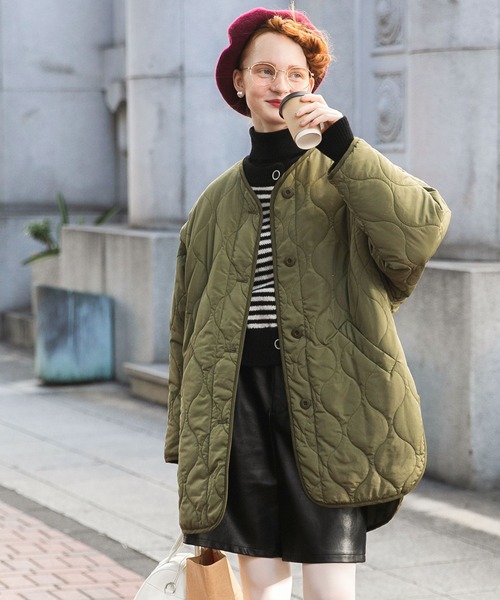 セール】2wayキルティングライナーノーカラージャケット／ベスト（ノー