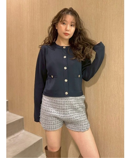 セール】【USAGI ONLINE・ZOZOTOWN限定】ノーカラーニットジャケット