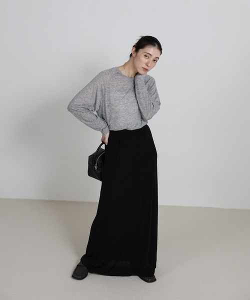 サイズ展開あり】シャイニーストレッチナローロングスカート（スカート
