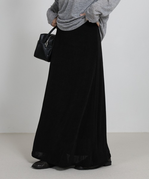 サイズ展開あり】シャイニーストレッチナローロングスカート（スカート