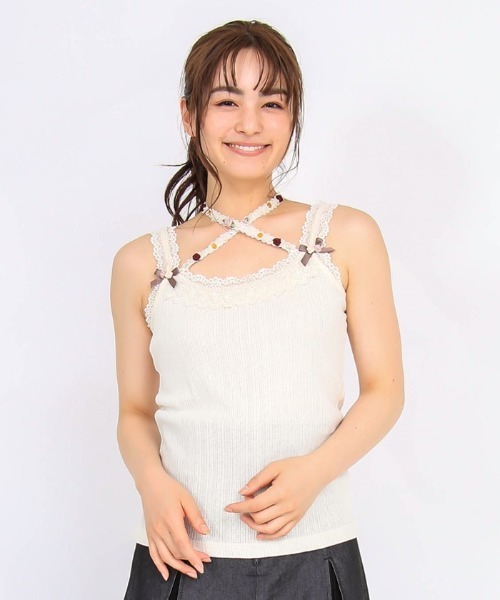 axes femme（アクシーズファム）の「バラクロスストラップキャミ