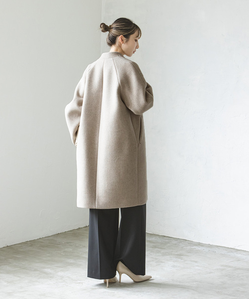 Noble（ノーブル）の「MTRウールカシミヤミニマルVコート（ノーカラー