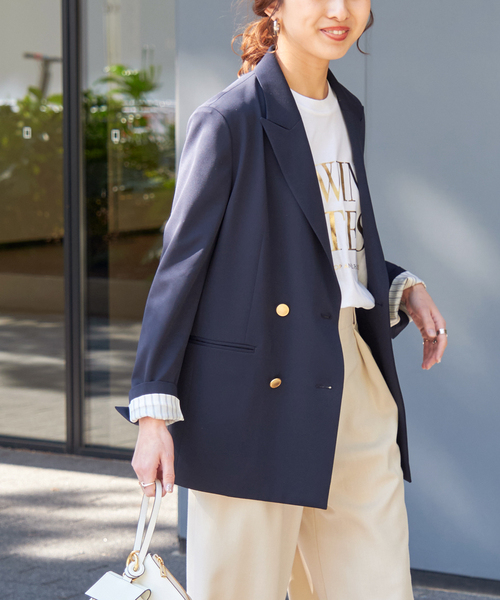 セール】ドライツイルダブルブレストジャケット（テーラードジャケット