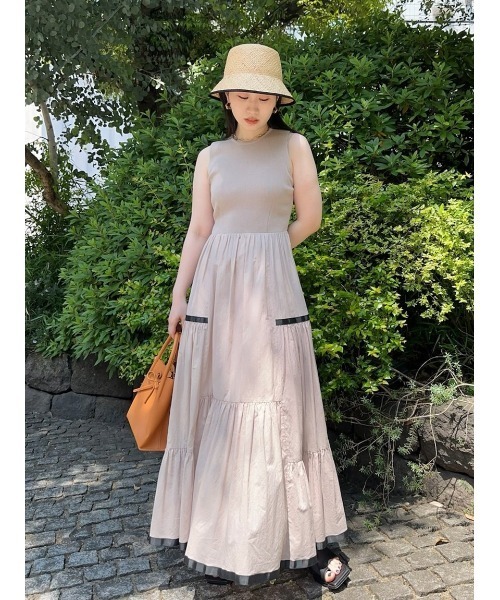 FRAY I.D（フレイアイディー）の「ニットコンビティアードワンピース