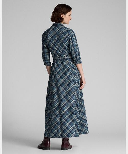 RRL（ダブル アール エル）の「チェック コットン ラップ ドレス