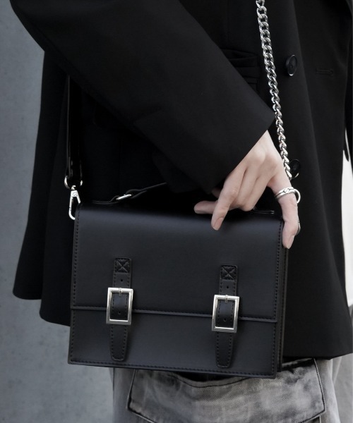 メタル チェーン ショルダーバッグ 2way スクエア トート（ショルダー