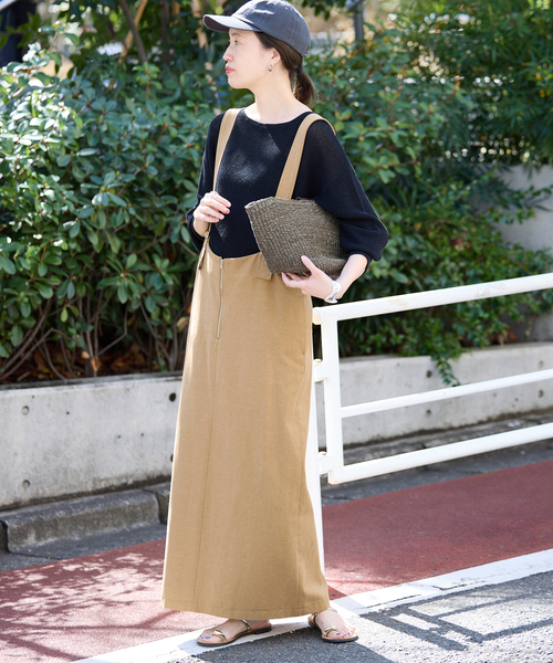 WEB限定/》アイラインフロントジップジャンパースカート（ワンピース