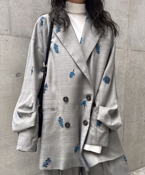 Ameri（アメリ）の「CHECK FLOWER PAPA JACKET（テーラードジャケット