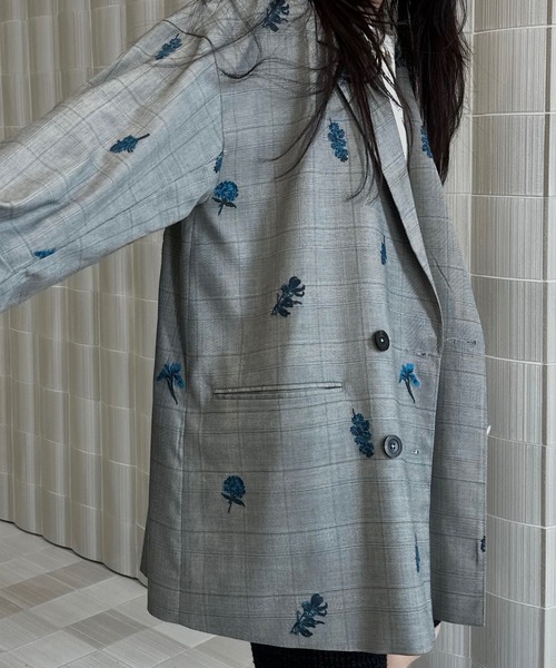 Ameri（アメリ）の「CHECK FLOWER PAPA JACKET（テーラードジャケット