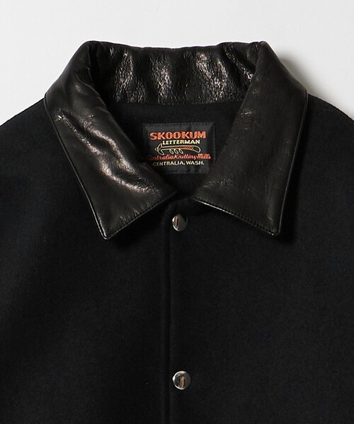 SKOOKUM × monkey time＞メルトン レザーカラ－ ジャケット ブラック