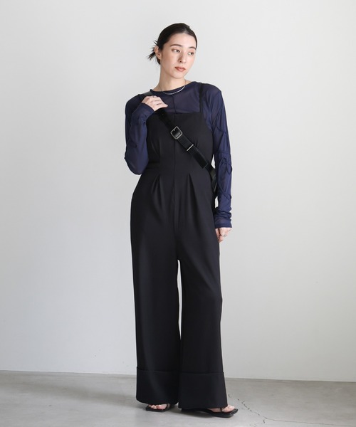 セール】ロールアップフロントタックオールインワン（つなぎ