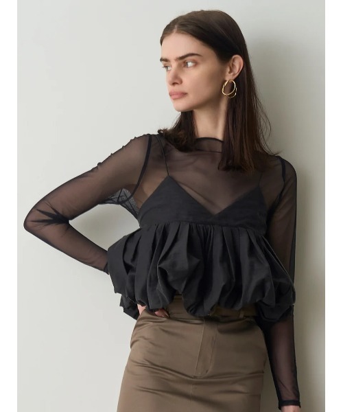 SNIDEL（スナイデル）の「ペプラムキャミ×チュールトップス（シャツ