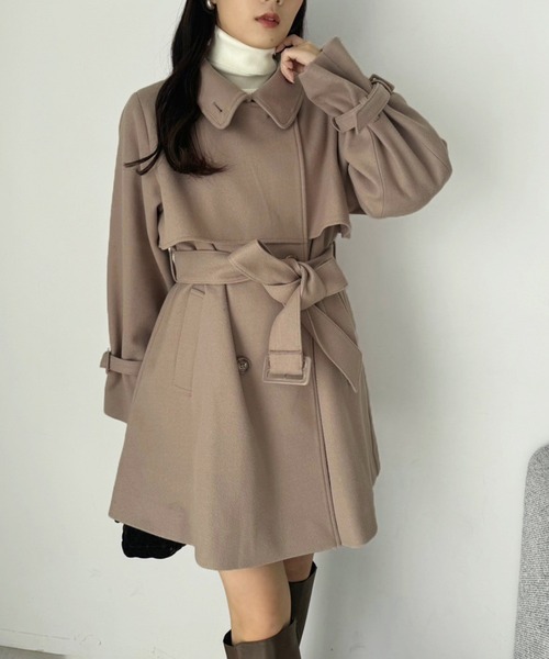 セール】2way/スタンドカラーミドルコート（チェスターコート）｜one