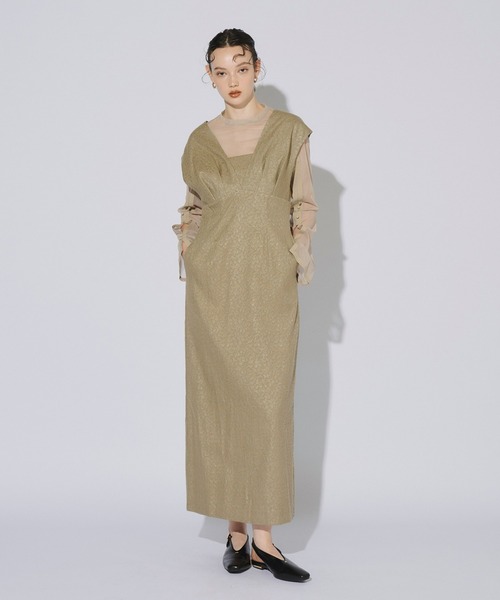 セール】Vラインジャガードドレス / V line jacquard dress（ドレス