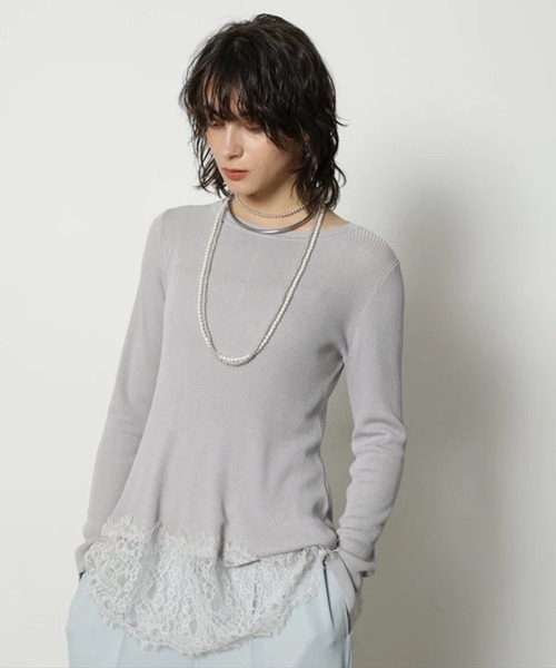 裾レースハイゲージニット（ニット/セーター）｜CADUNE（カデュネ）の
