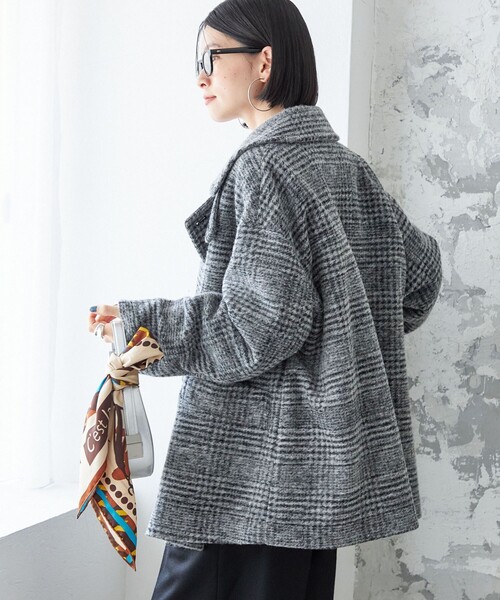 SHIPS（シップス）の「スライバー チェック ショート Pコート