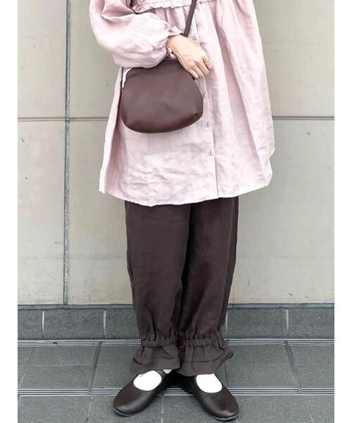 Samansa Mos2（サマンサ モスモス）の「リネン裾フリルギャザーパンツ