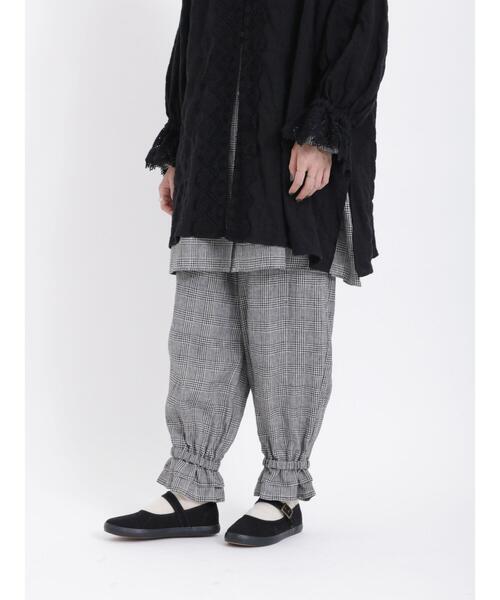 Samansa Mos2（サマンサ モスモス）の「リネン裾フリルギャザーパンツ