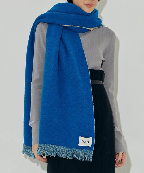 TAN/タン】FLUFFY DUAL KNITTED STOLE/ニットマフラー（ストール