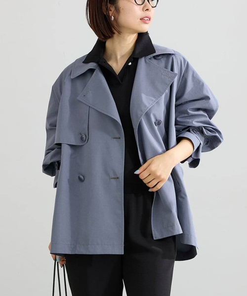 新色あり/追加4/洗濯機洗い可》ポプリンオーバーショートコート