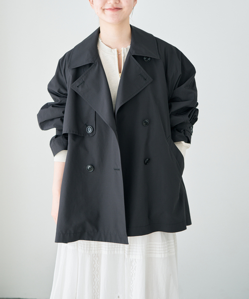 新色あり/追加4/洗濯機洗い可》ポプリンオーバーショートコート