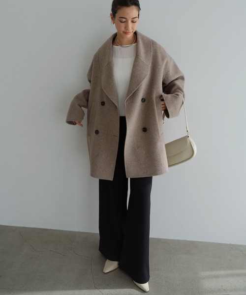 evernavy ウールリバーPコート チャコール S evernavy ピーコート p