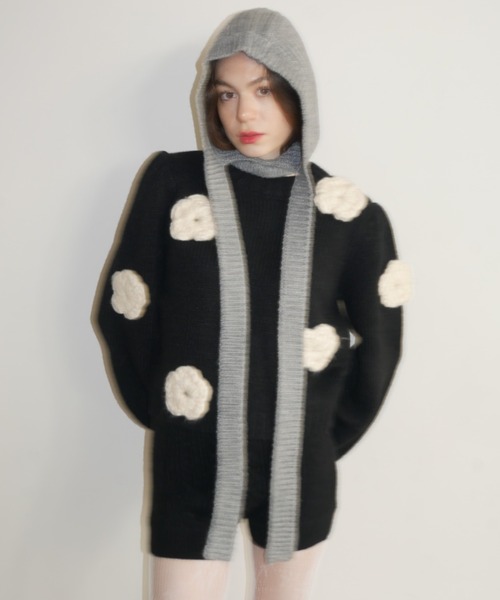 HONEY MI HONEY（ハニーミーハニー）の「flower puff sleeve knit