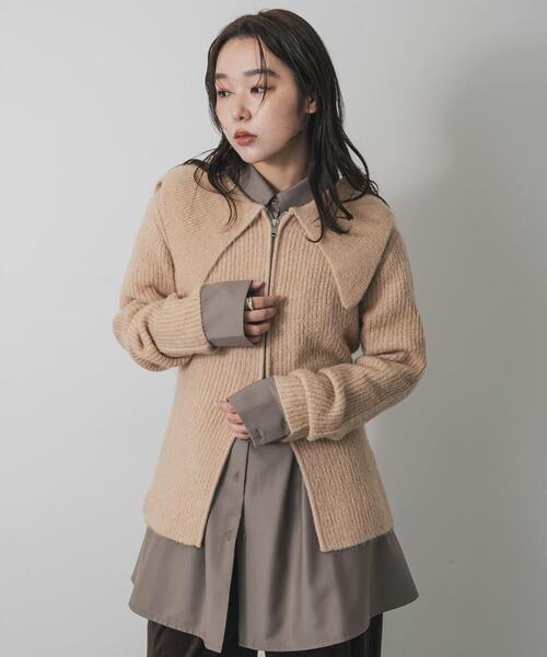 セール】『洗濯可』ドロップカラージップセーター（カーディガン