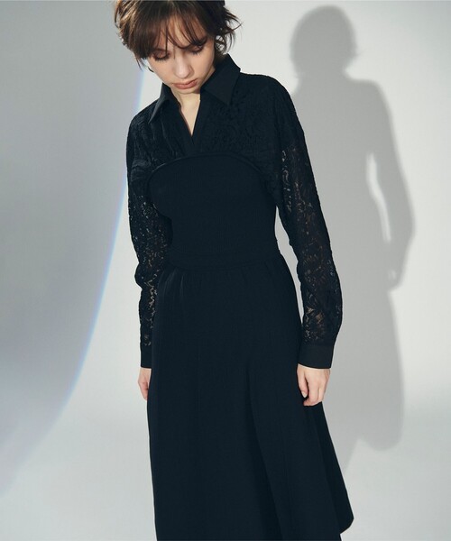 セール】レースレイヤードニットワンピース（ワンピース）｜GRACE