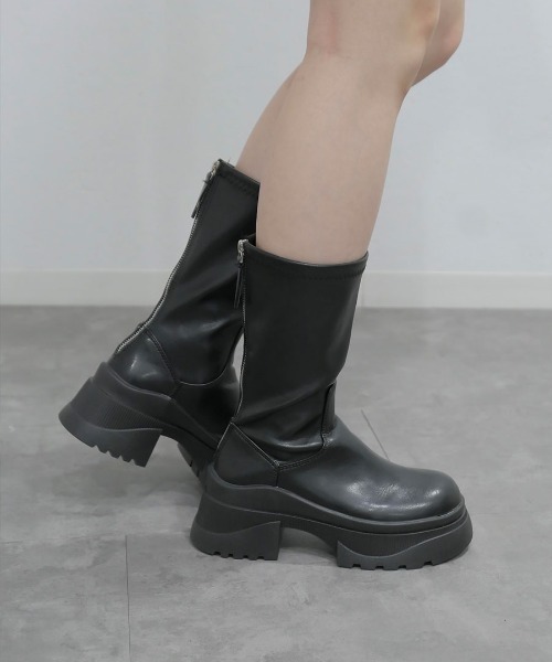 プラットフォームストレッチブーツ／platform stretch boots ミドル丈