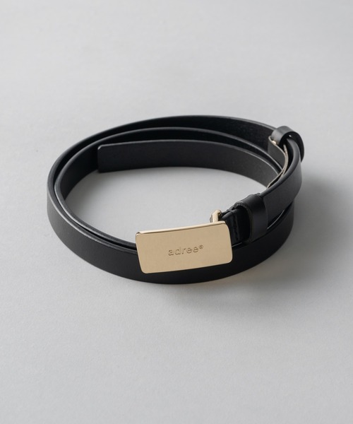 logo plate square buckle belt / ロゴプレートスクエアバックルベルト