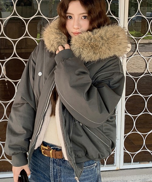 セール】【再入荷】＼フードファー脱着仕様／ホワイトステッチ