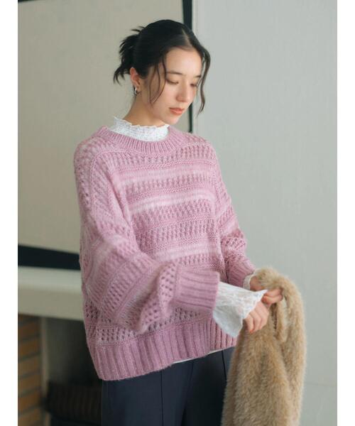 セール】透かし柄ニットプルオーバー（ニット/セーター）｜Samansa