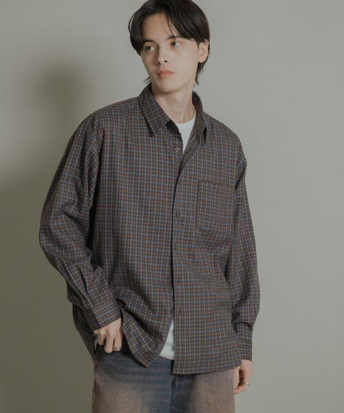 セール】ニュアンスチェックロングスリーブネルシャツ（シャツ