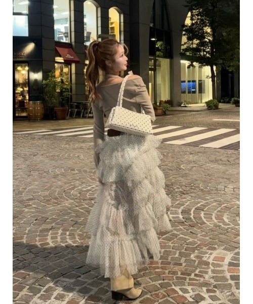 ボリュームアシメチュールロングスカート（スカート）｜Darich