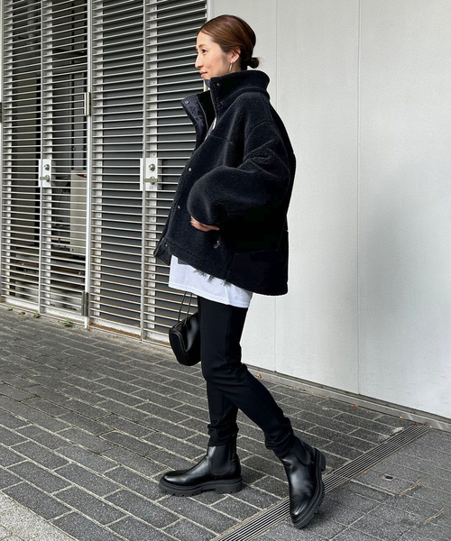 フレームワーク ウールブレンドボアコート 黒 ブラック モコモコ