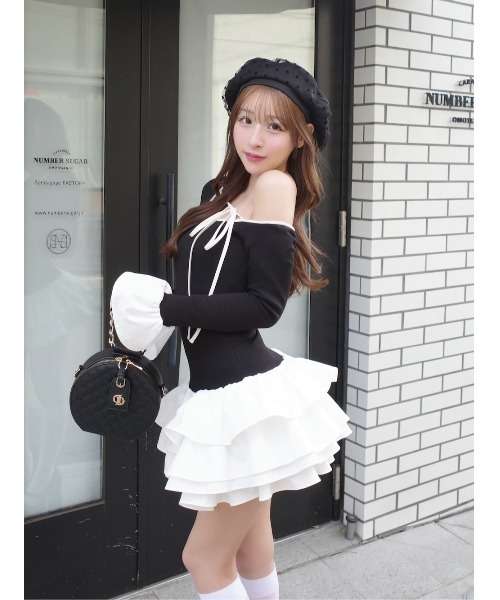 デザインネックリボンミニワンピース（ワンピース）｜Darich