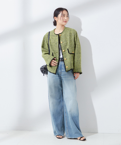 セール】《SP》GIOLICAツイードWIDE ジャケット（ノーカラージャケット