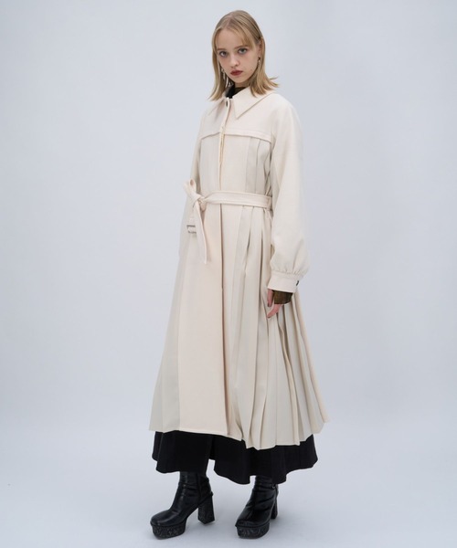 セール】ハイショクサイドプリーツコート(HARE)（ステンカラーコート