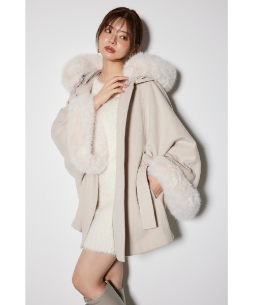 rienda（リエンダ）の「ウールミックスフードポンチョコート（ポンチョ