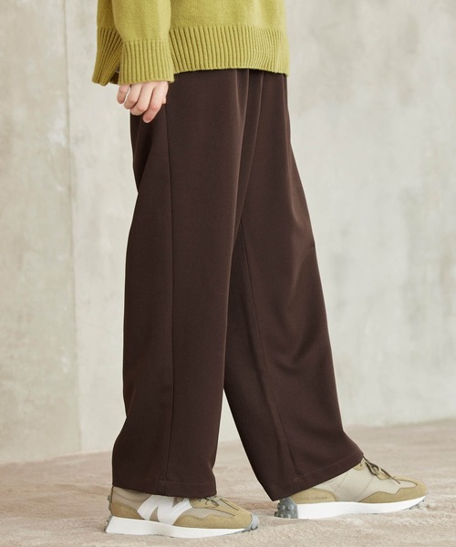 TRストレッチ スーツ地 タックワイドパンツ MONO-MART│MONO-MART