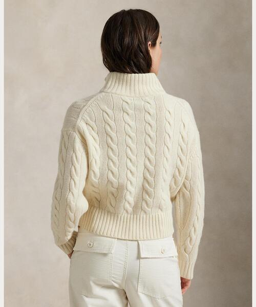 ケーブル ウールカシミヤ ハーフジップ セーター（ニット/セーター